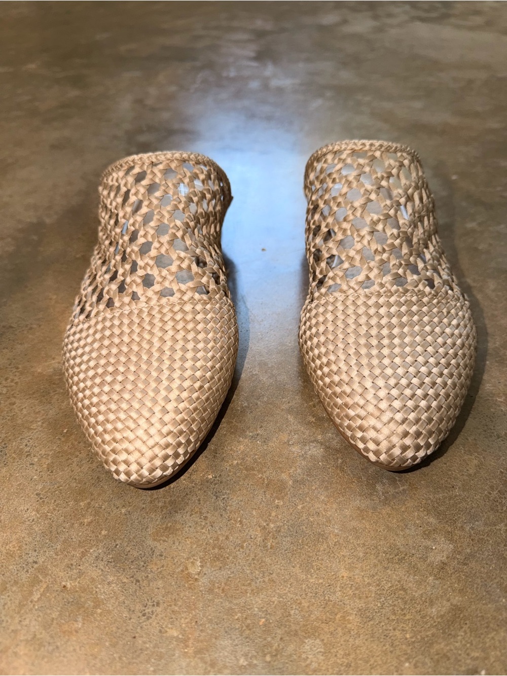 Latigo Woven Leather Mule Slides Tan Pointed Toe Slip On Flats Size 9 NWOT - Picture 2 of 10